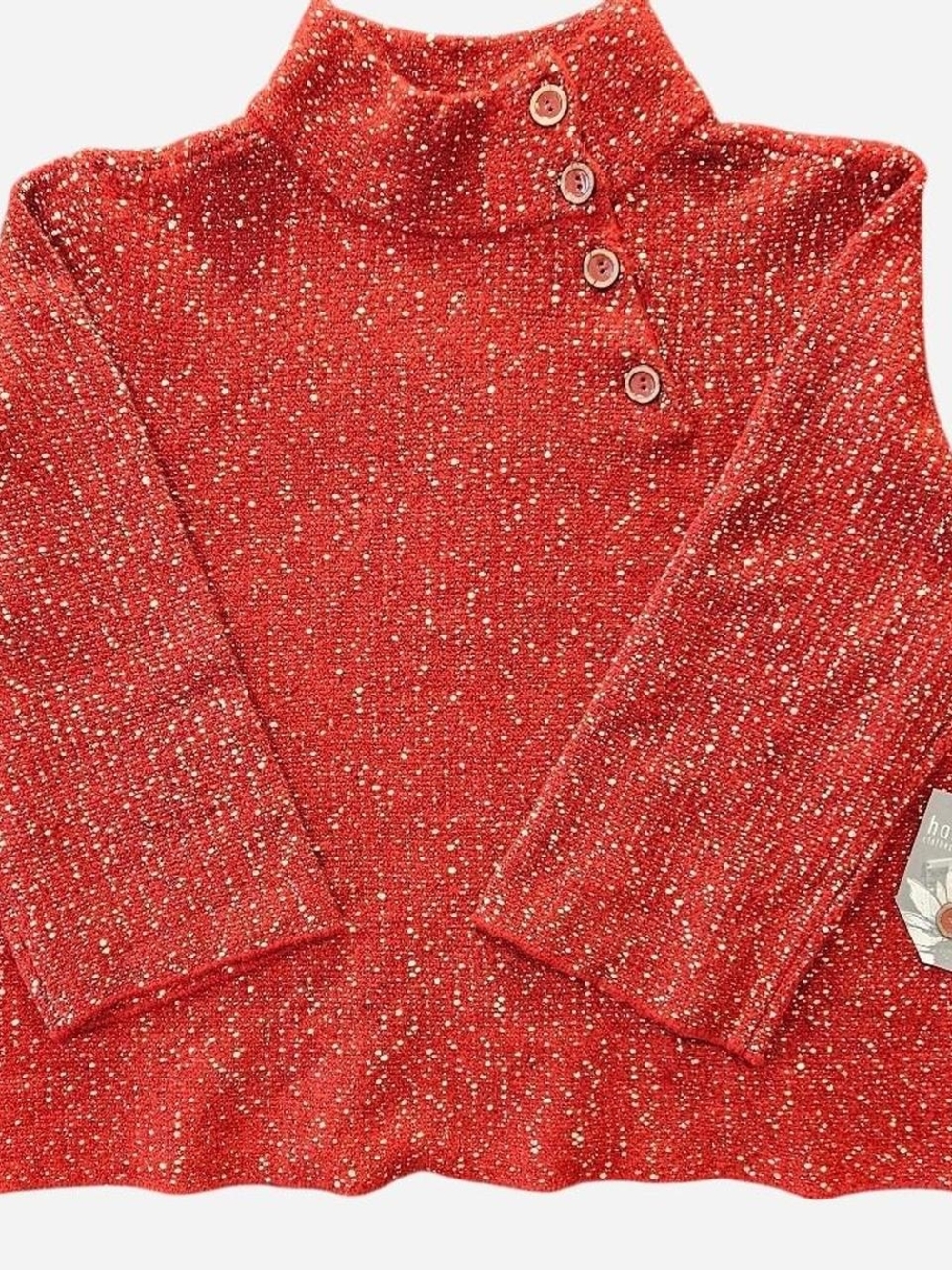 Habitat Red Mareld Mock-Neck Sweater with Button Neck